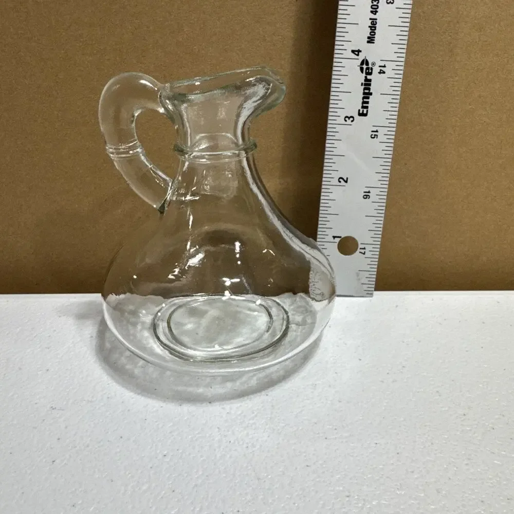 Vintage Small Clear Glass Olive oil Pitcher/Vinegar Cruet Bottle without Stopper